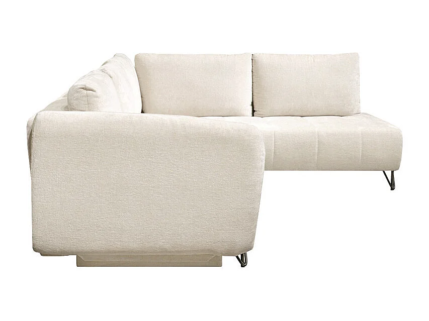Canapé convertible angle droit L. 265 cm tissu côtelé écru - SAMUEL