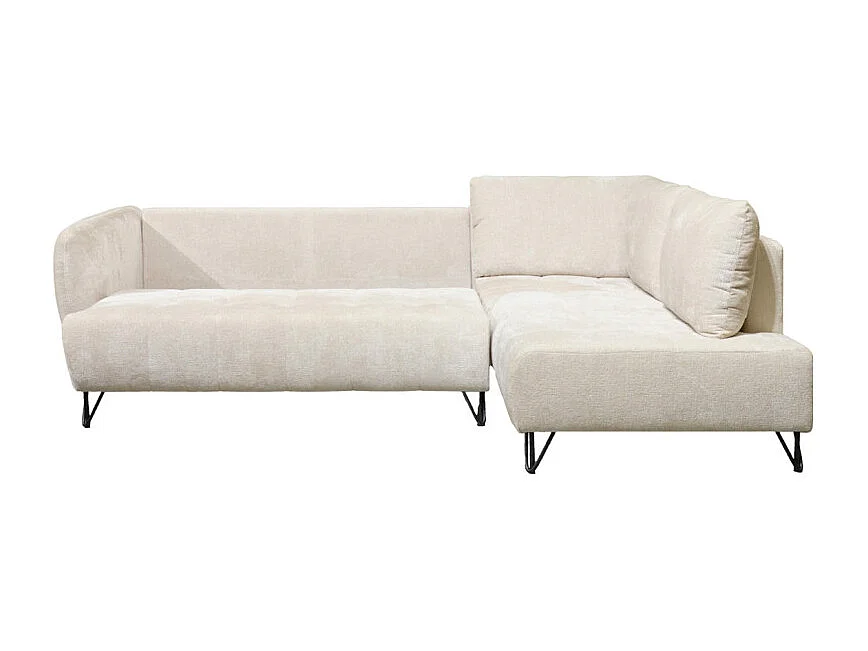 Canapé convertible angle droit L. 265 cm tissu côtelé écru - SAMUEL