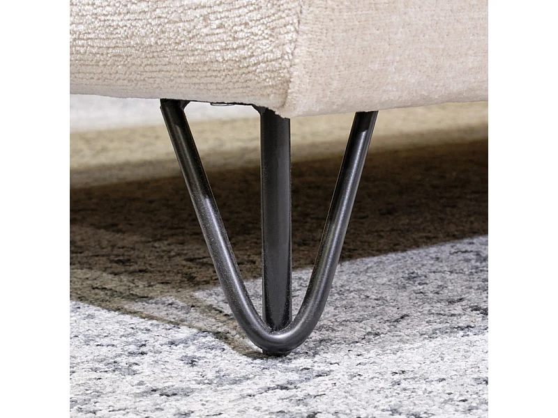 Canapé convertible angle droit L. 265 cm tissu côtelé écru - SAMUEL