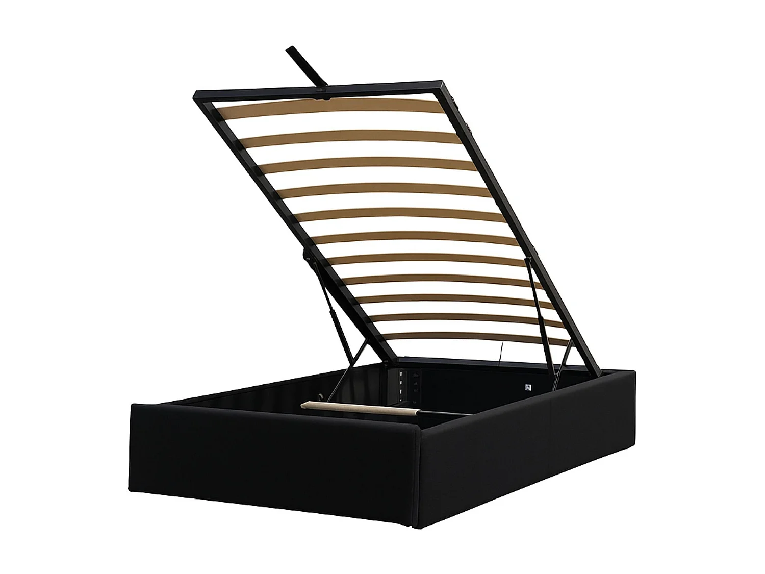 Nuits D'or Solide Lit Coffre Noir pour Matelas 90x190 cm - 12 Lattes - Manon + Pieds - Montage Rapide et Facile - revete