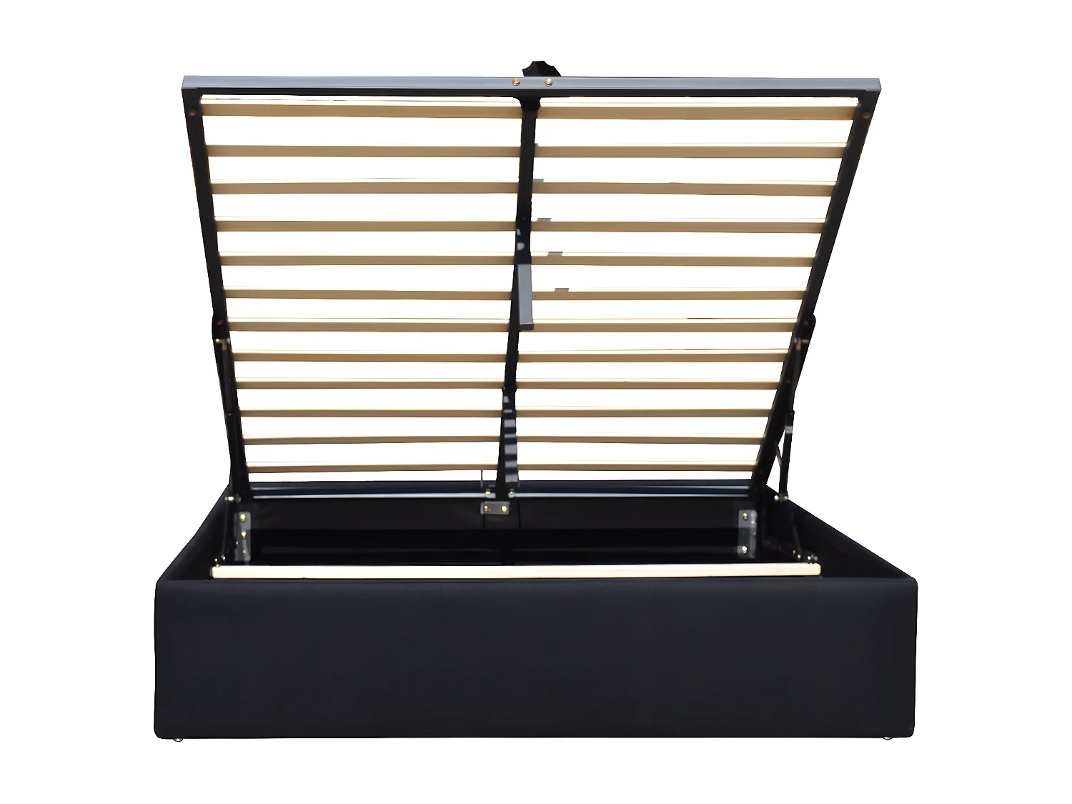 Nuits D'or Solide Lit Coffre Noir pour Matelas 160x200 cm - 14 Lattes - Manon + Pieds - Montage Rapide et Facile - revet