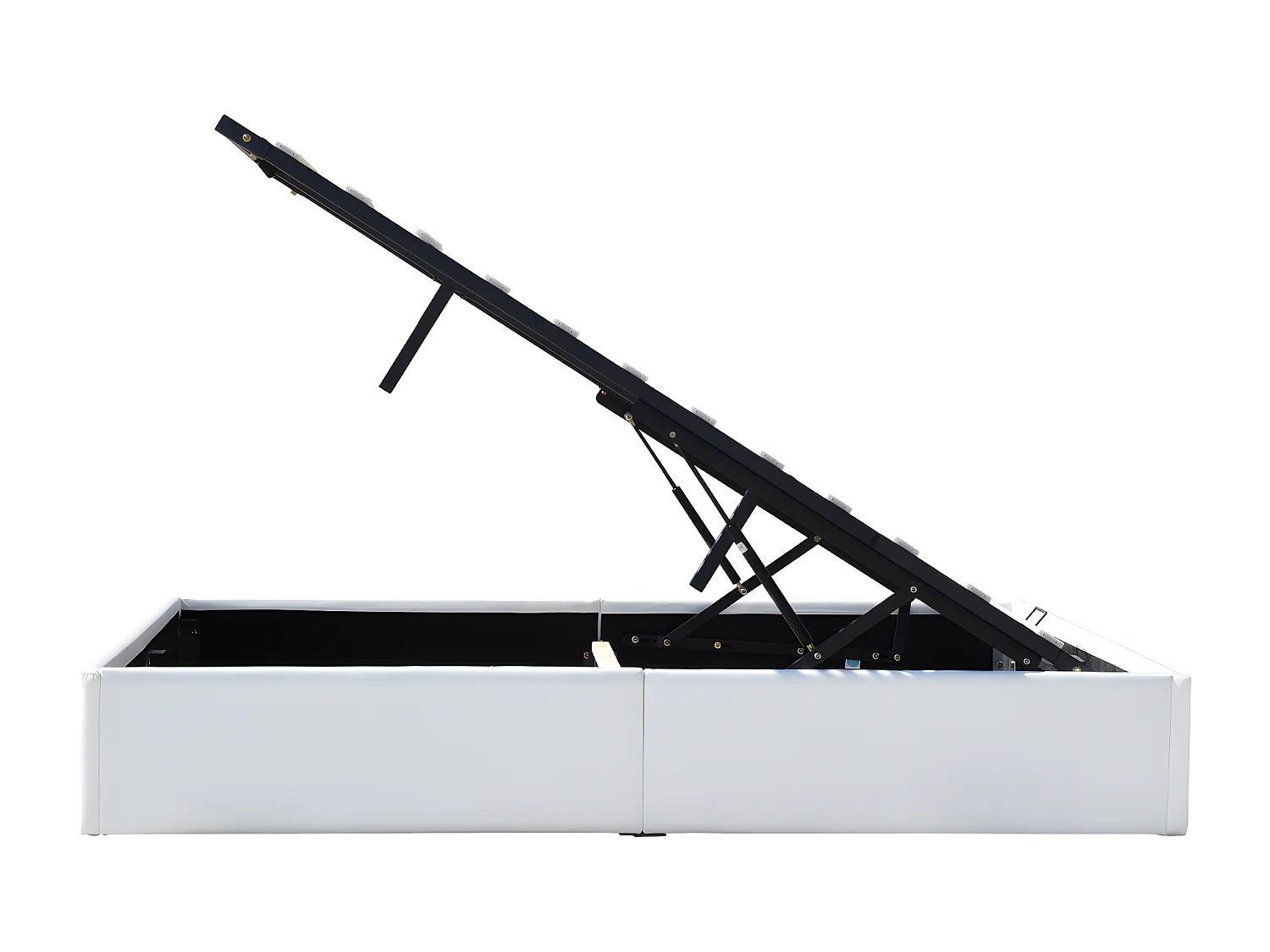 Solide Lit Coffre Blanc pour Matelas 160x200 cm - 14 Lattes - Manon + Pieds - Montage Rapide et Facile - revetement PVC