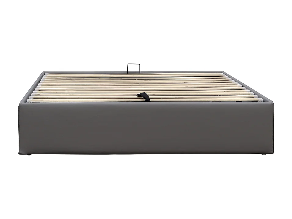 Nuits D'or Solide Lit Coffre Gris pour Matelas 160x200 cm - 14 Lattes - Manon + Pieds - Montage Rapide et Facile - revet