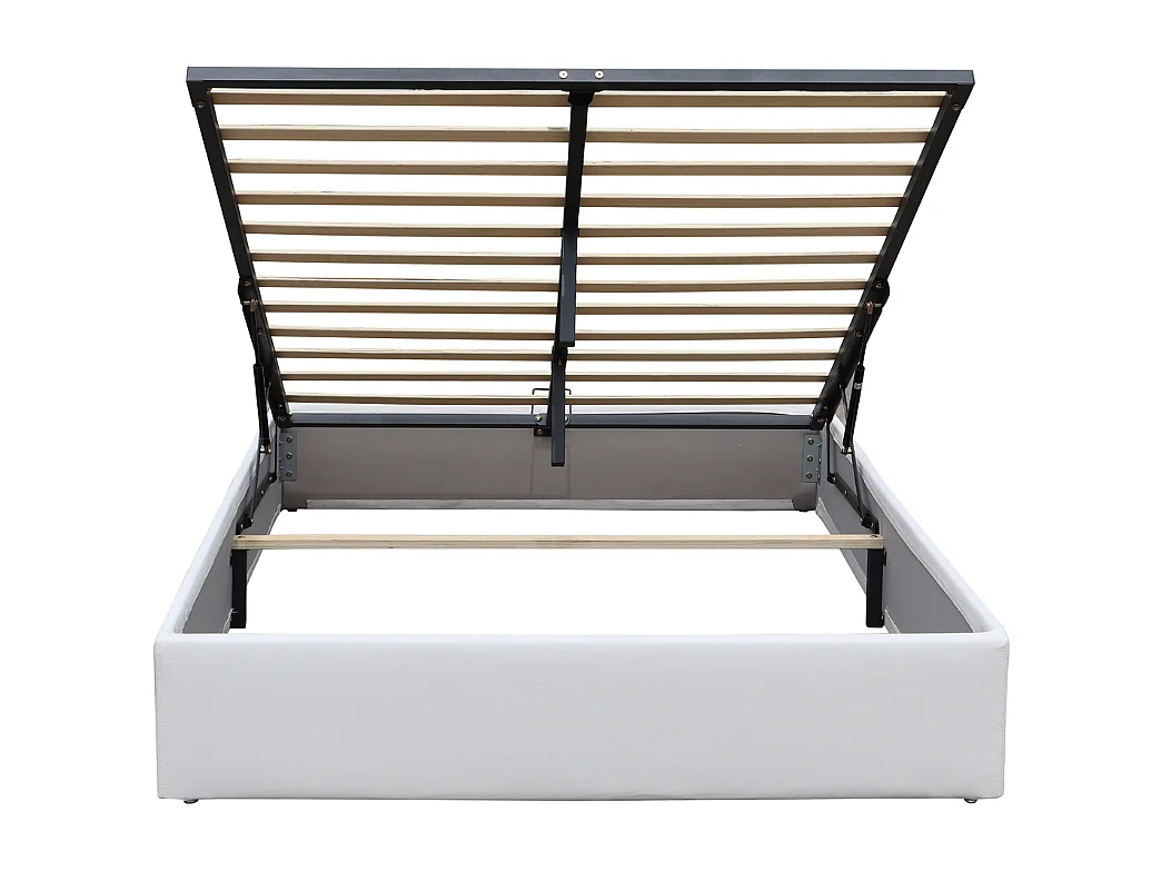 Nuits D'or Solide Lit Coffre Blanc pour Matelas 120x190 cm - 12 Lattes - Manon + Pieds - Montage Rapide et Facile - reve