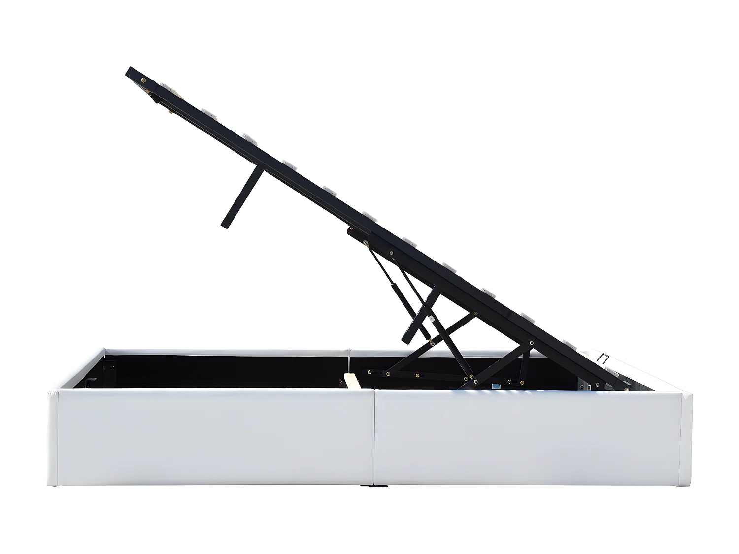 Solide Lit Coffre Blanc pour Matelas 140x190 cm - 12 Lattes - Manon + Pieds - Montage Rapide et Facile - revetement PVC