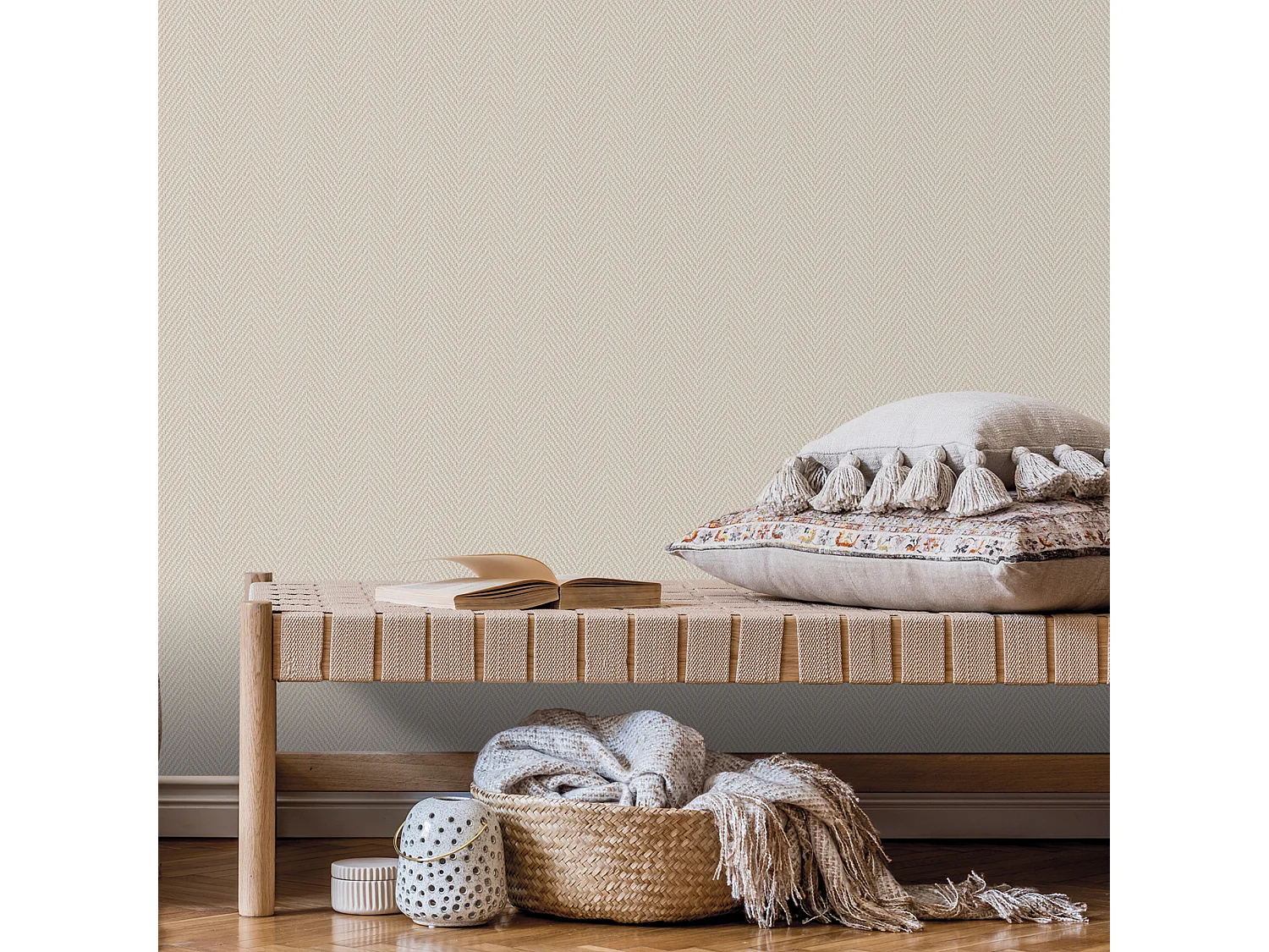 Papel pintado Espiga beige 53x1000 cm