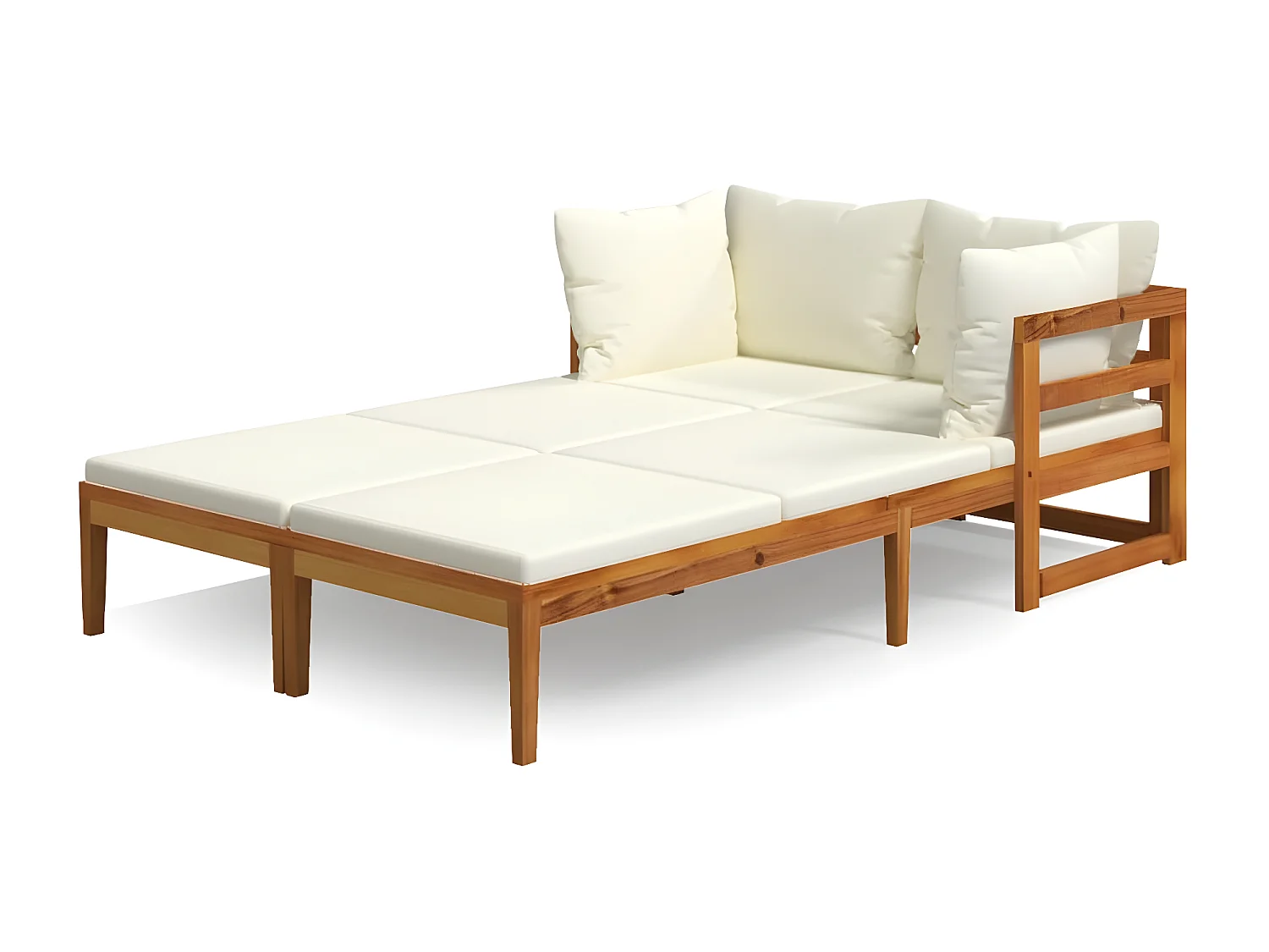 Tumbonas con cojines crema 2 unidades madera de acacia