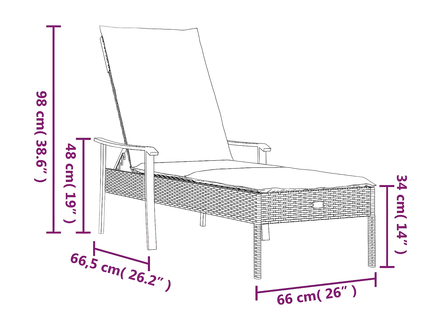 Chaises longues 2 pièces avec table et coussins gris résine tressée