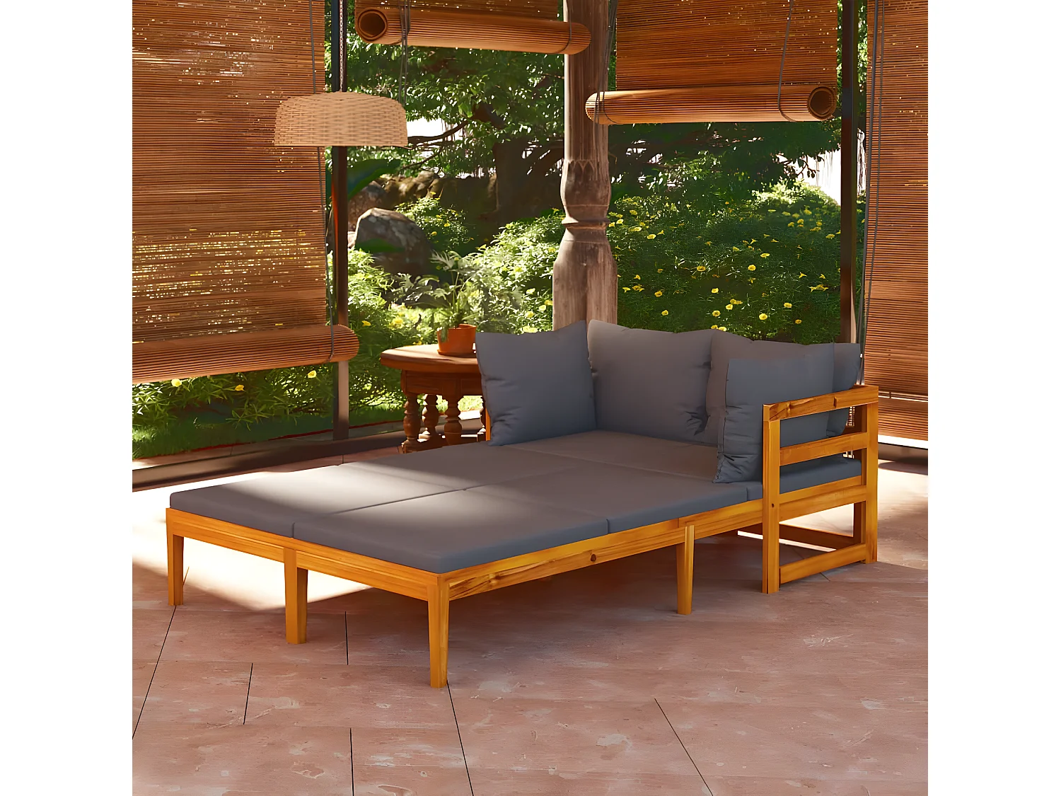 Espreguiçadeiras c/ almofadões cinza-escuro 2peças madeira acácia