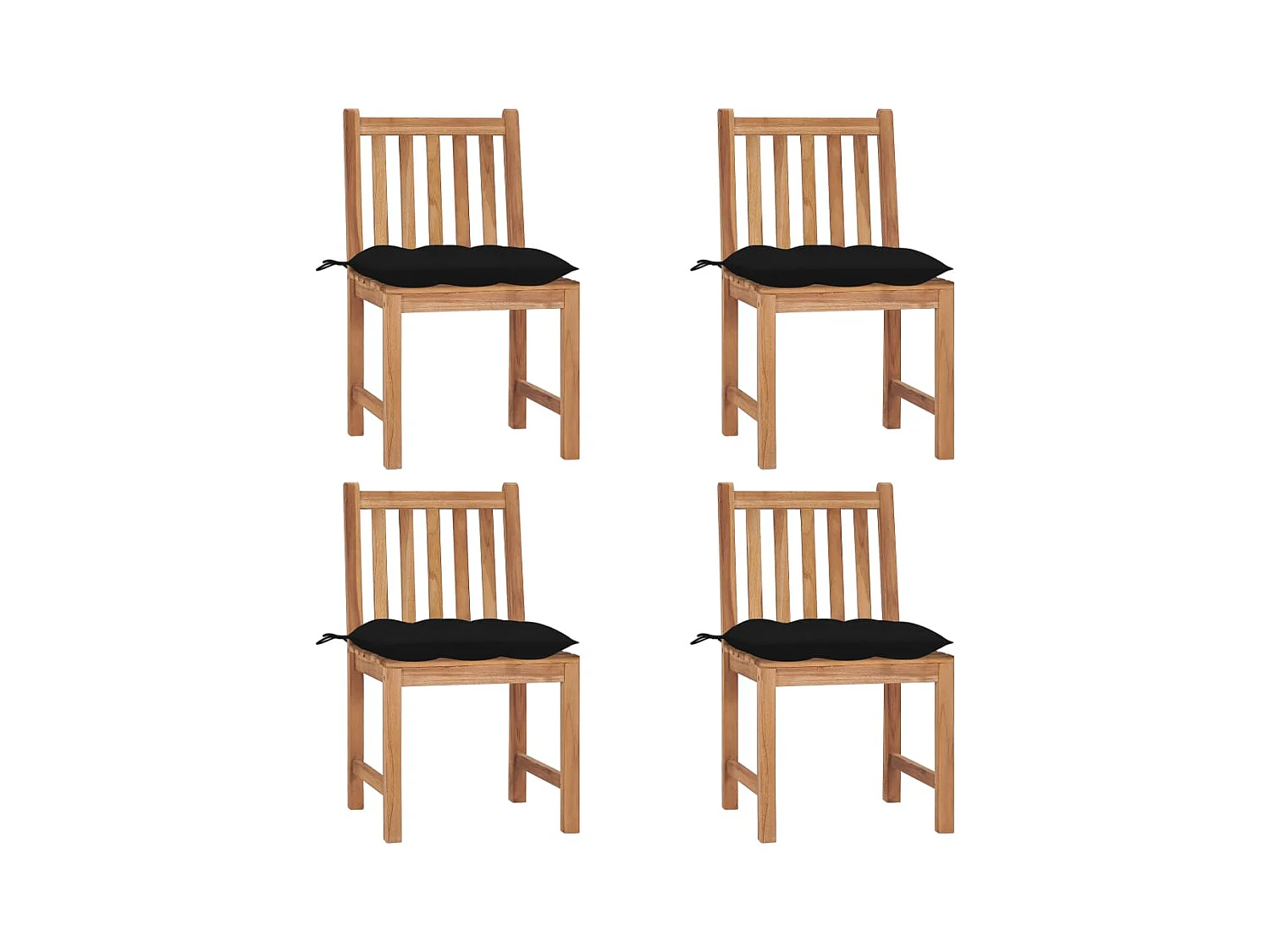 Chaises de jardin 4 pièces avec coussins Bois de teck massif