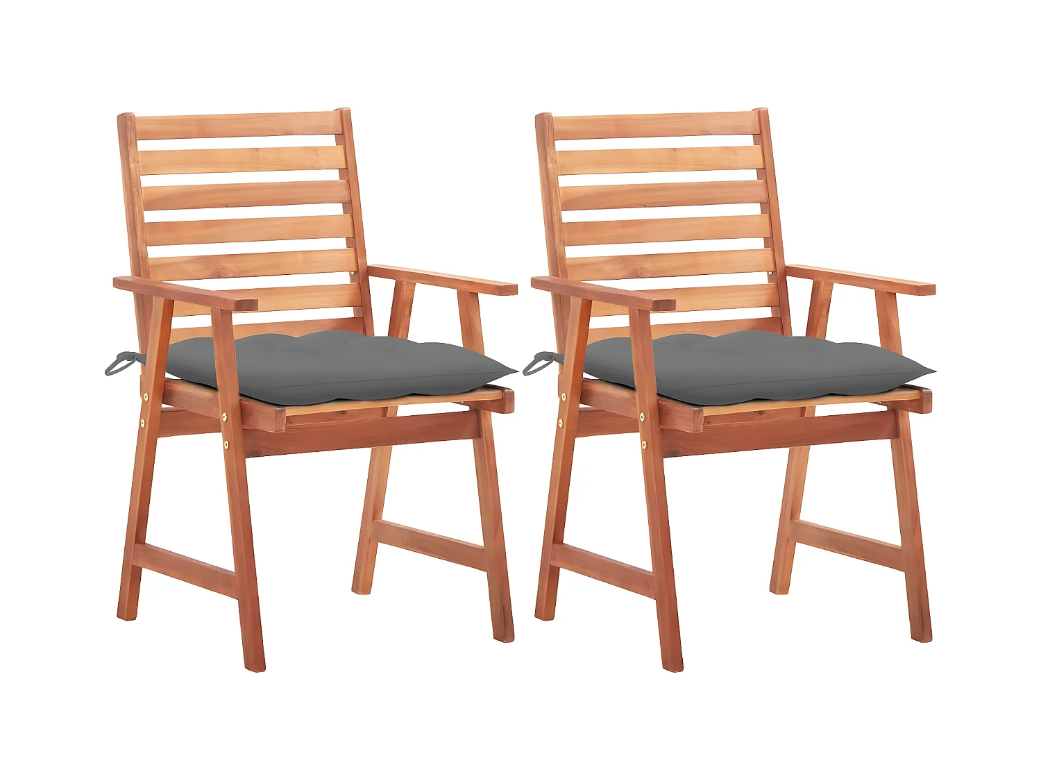 Chaises à dîner d'extérieur 2 pièces avec coussins Acacia massif