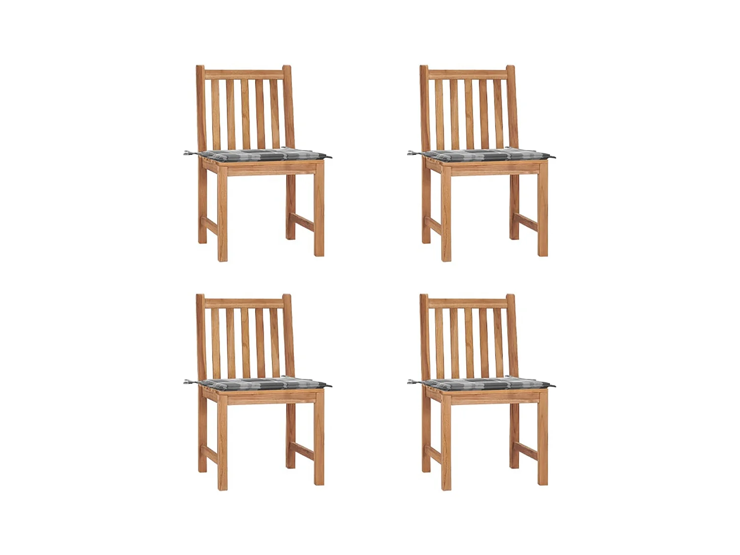 Chaises de jardin 4 pièces avec coussins Bois de teck massif