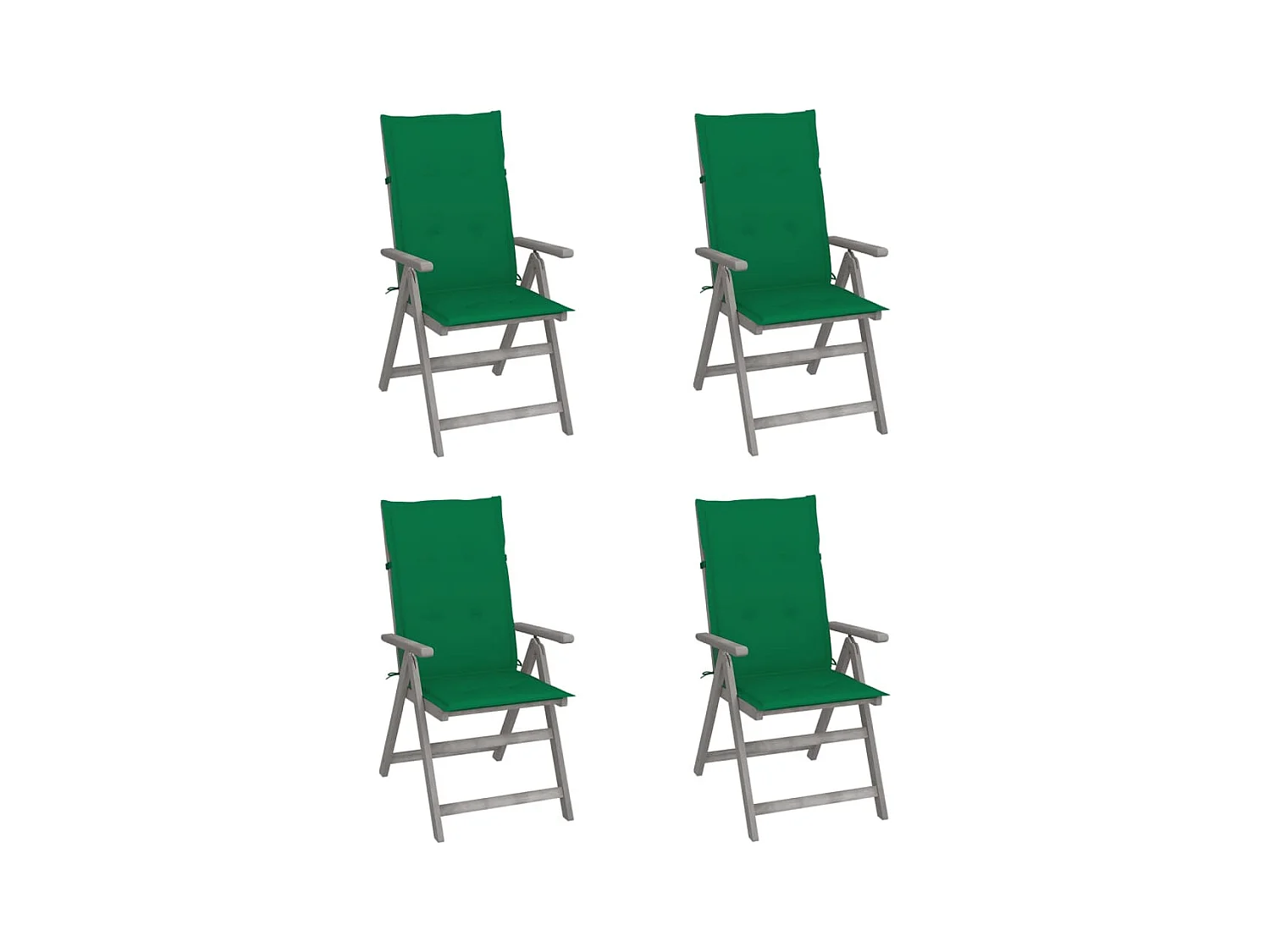 Chaises inclinables de jardin 4 pièces avec coussins Bois d'acacia
