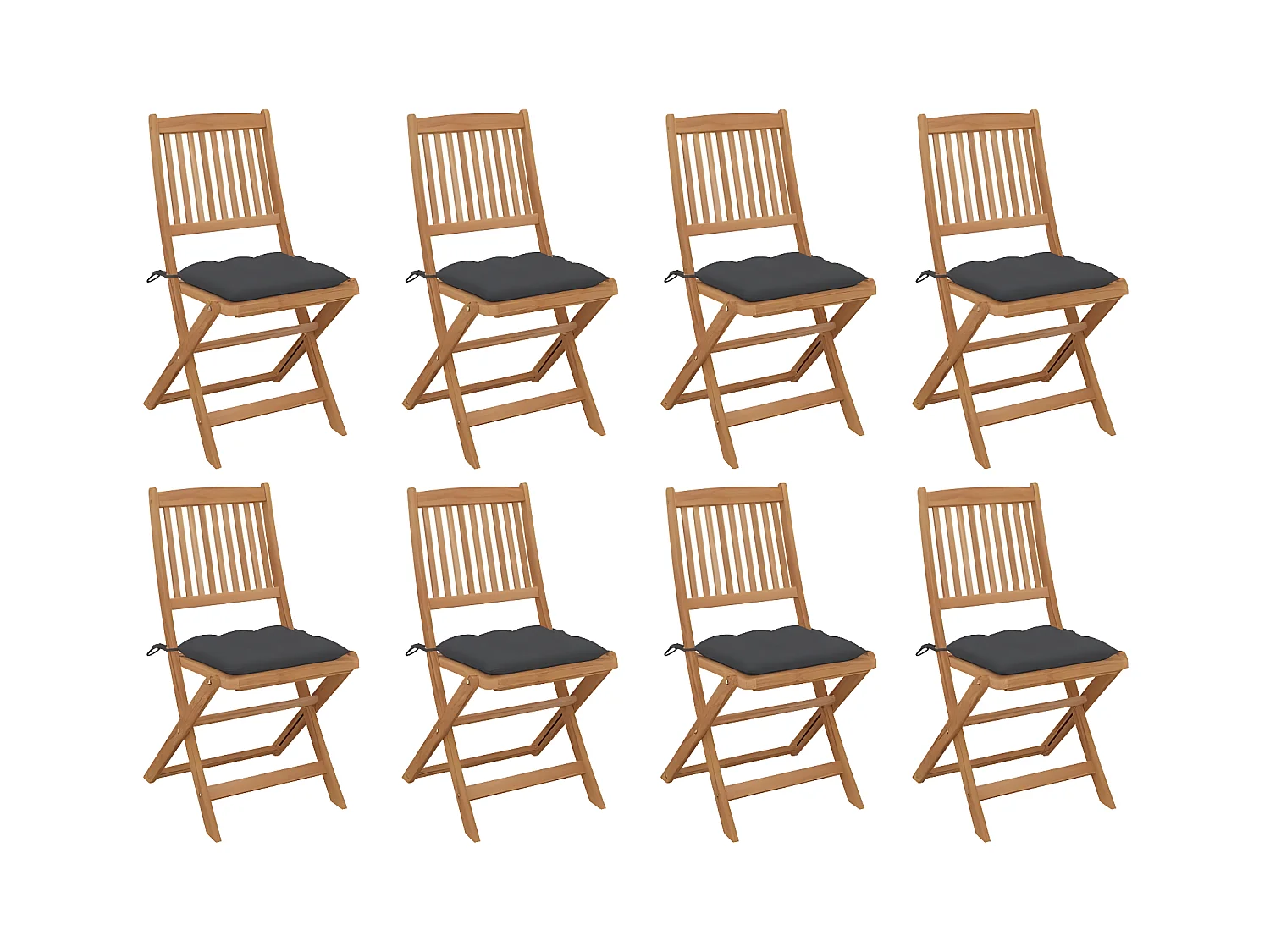 Chaises pliables d'extérieur avec coussins 8 pièces Bois d'acacia