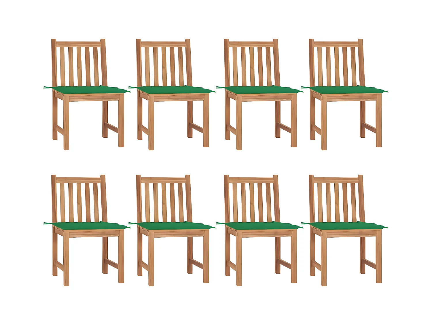 Chaises de jardin 8 pièces avec coussins Bois de teck massif