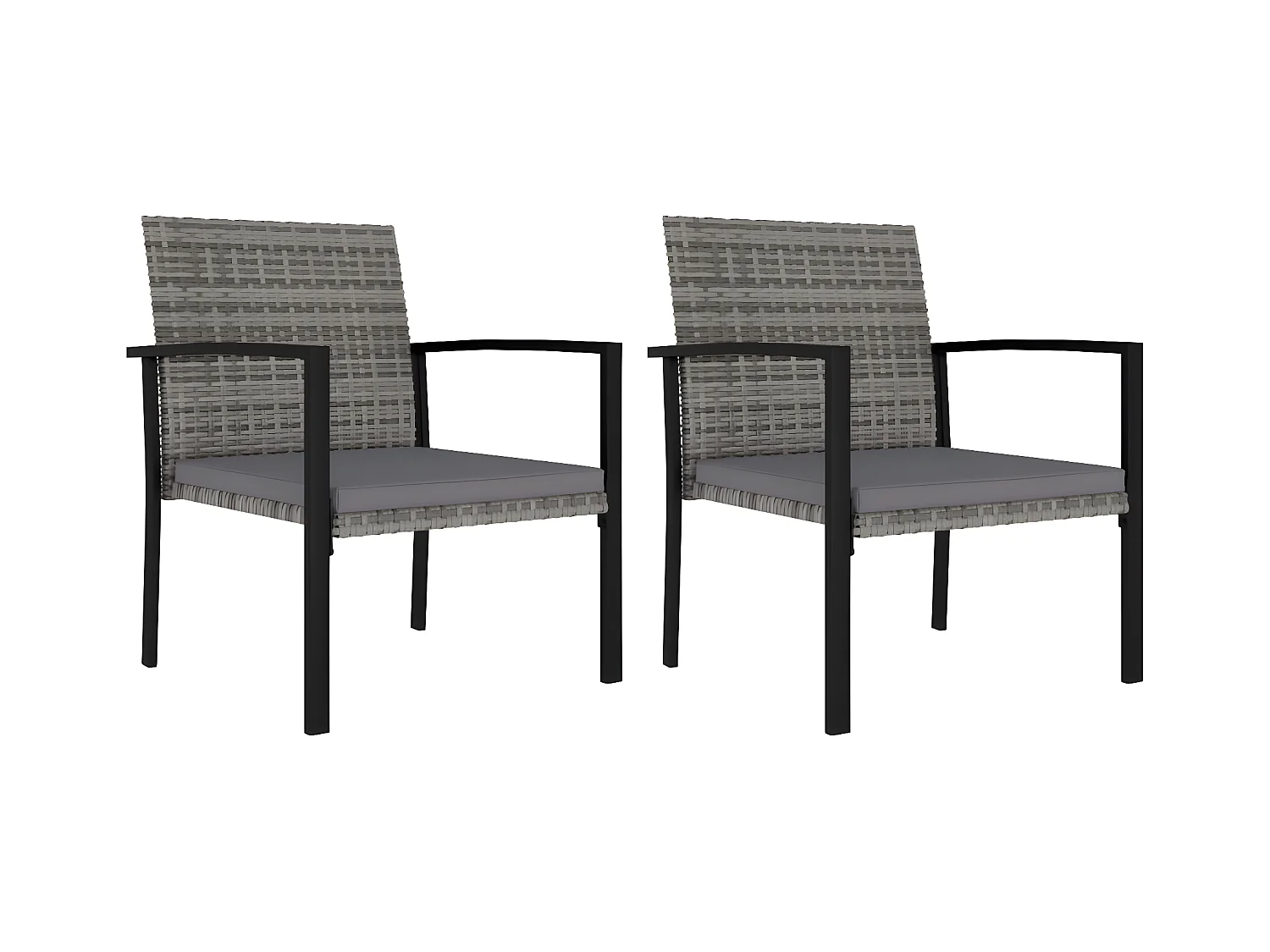 Chaises de salle à manger de jardin 2 pièces Résine tressée Gris