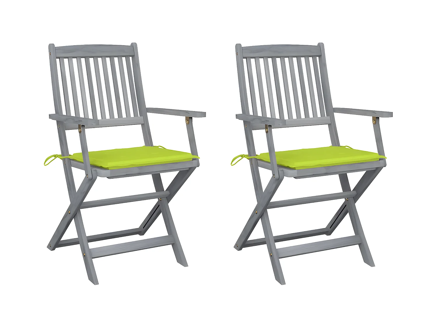 Chaises pliables d'extérieur 2 pièces avec coussins Bois d'acacia