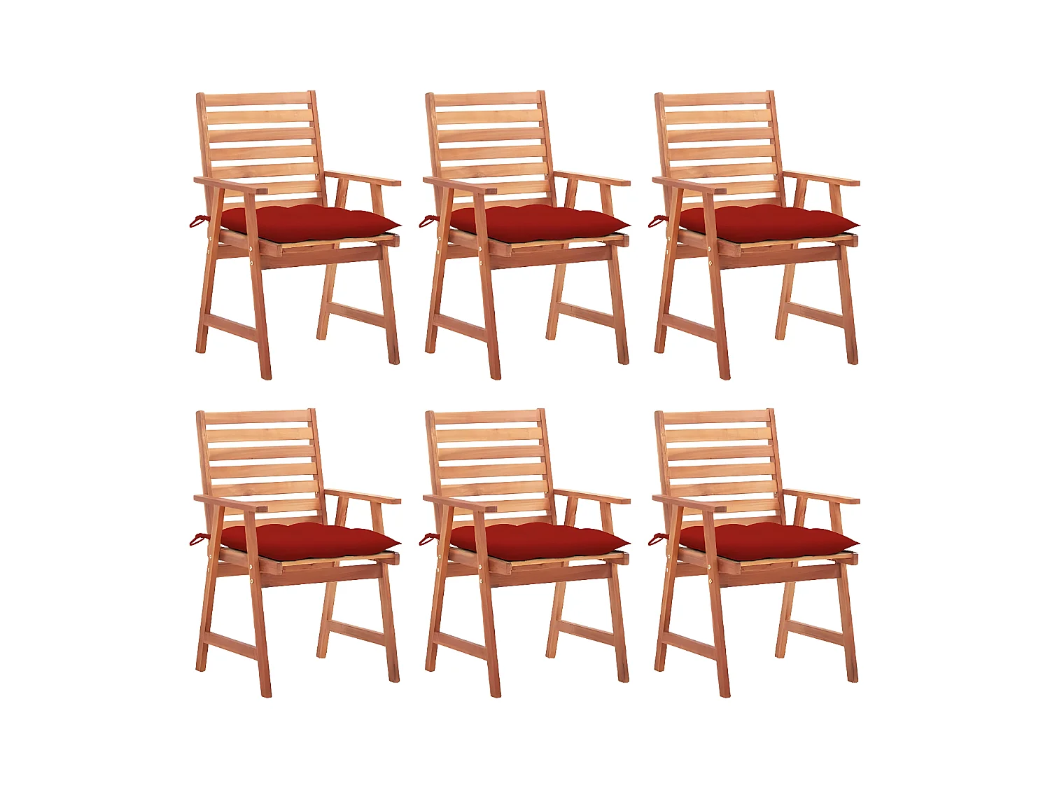Chaises à dîner d'extérieur 6 pièces avec coussins Acacia massif