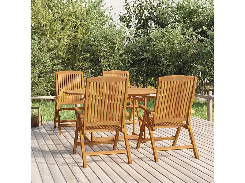 Cadeiras de jardim reclináveis 4 peças madeira de teca maciça