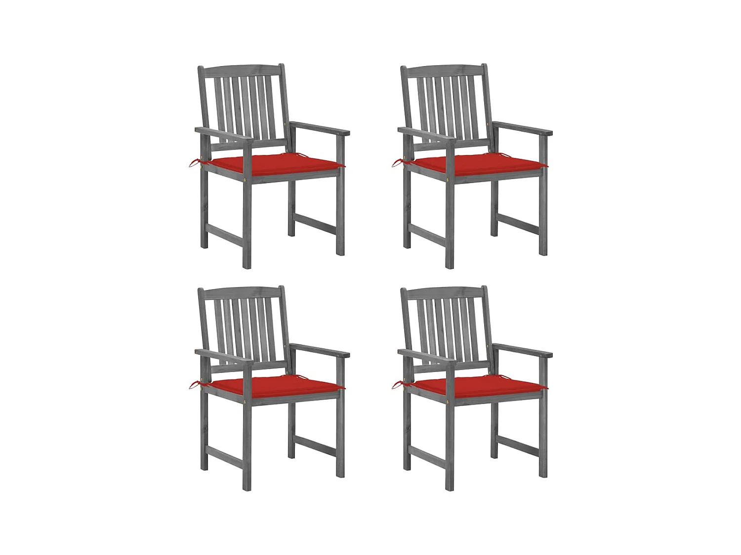 Chaises de jardin avec coussins 4 pièces Gris Bois d'acacia massif