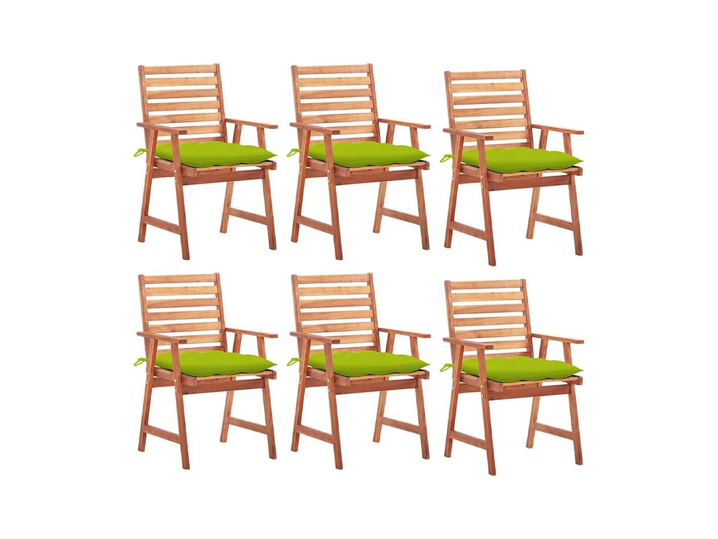 Chaises à dîner d'extérieur 6 pièces avec coussins Acacia massif