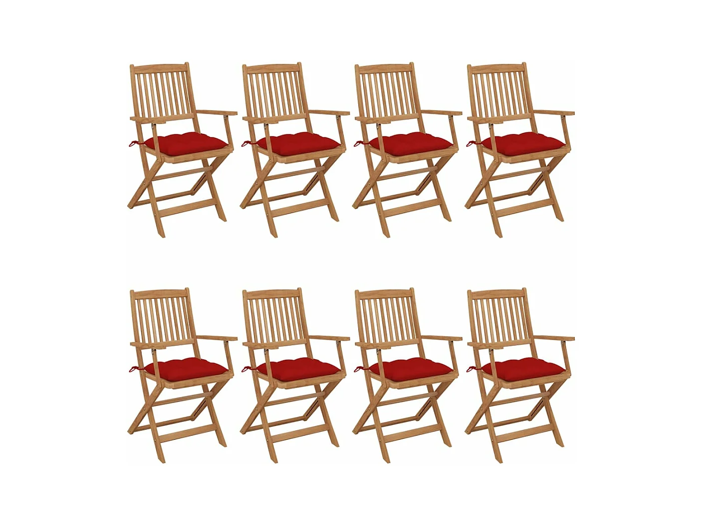 Cadeiras de jardim dobráveis 8 peças c/ almofadões acácia maciça