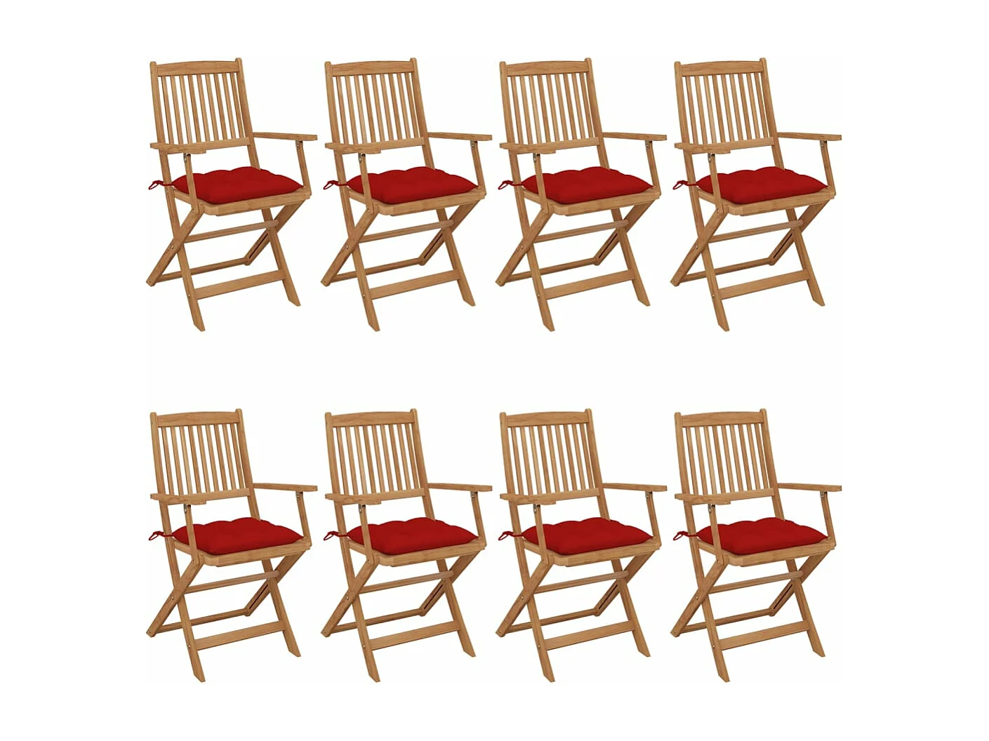 Cadeiras de jardim dobráveis 8 peças c/ almofadões acácia maciça
