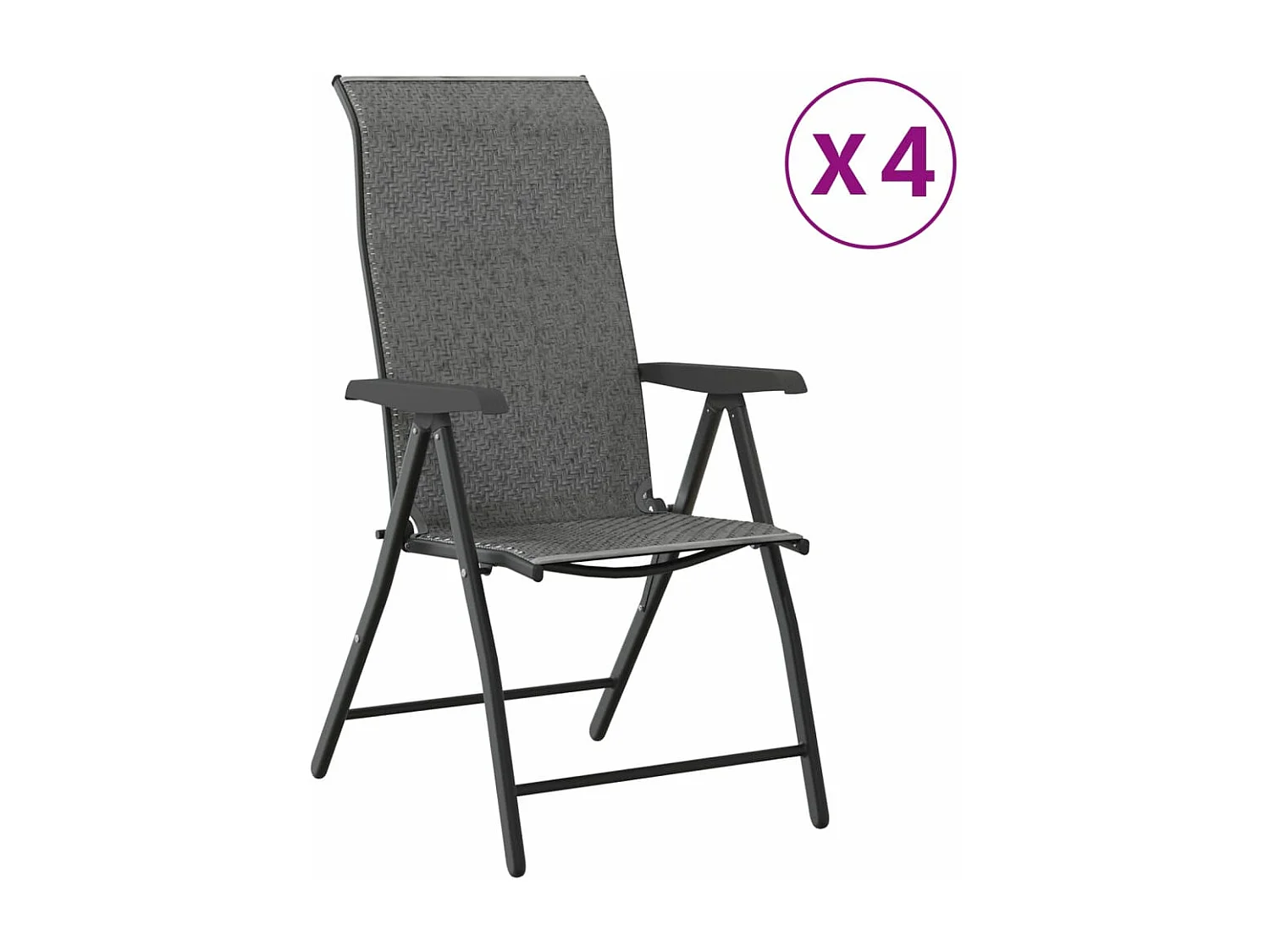 Chaises pliables de jardin lot de 4 gris résine tressée