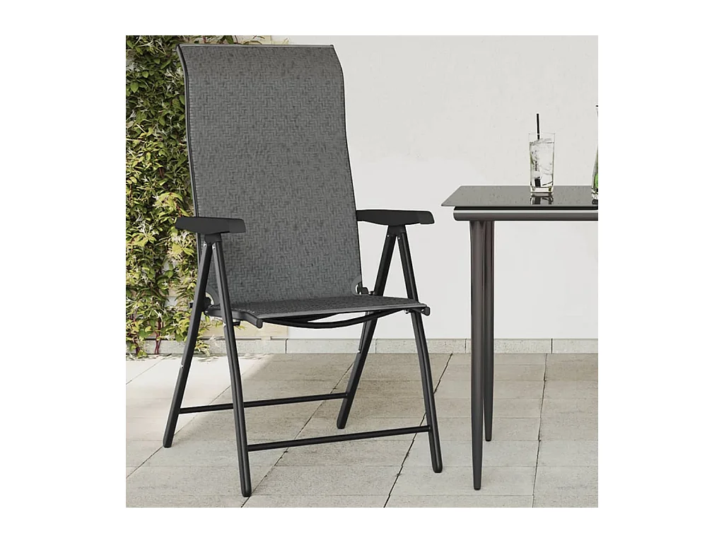 Chaises pliables de jardin lot de 4 gris résine tressée