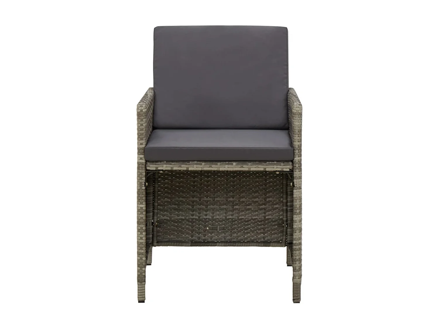 Chaises de jardin avec coussins 4 pièces Résine tressée Gris