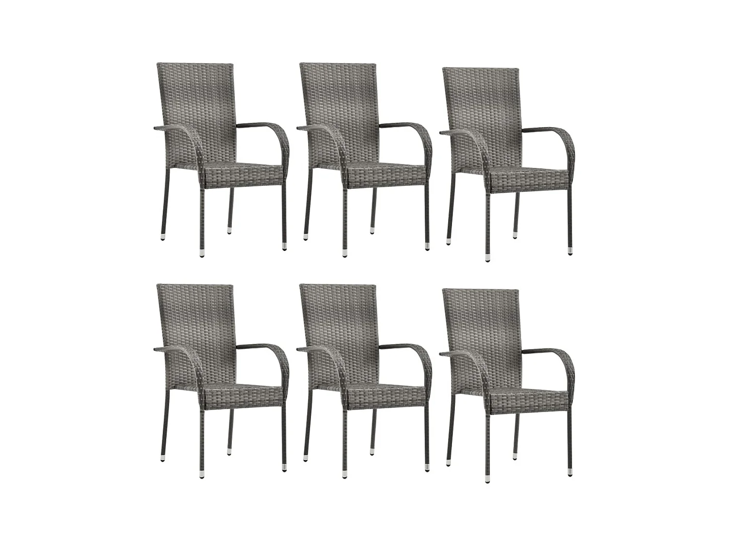 Chaises empilables d'extérieur 6 pièces Gris Résine tressée