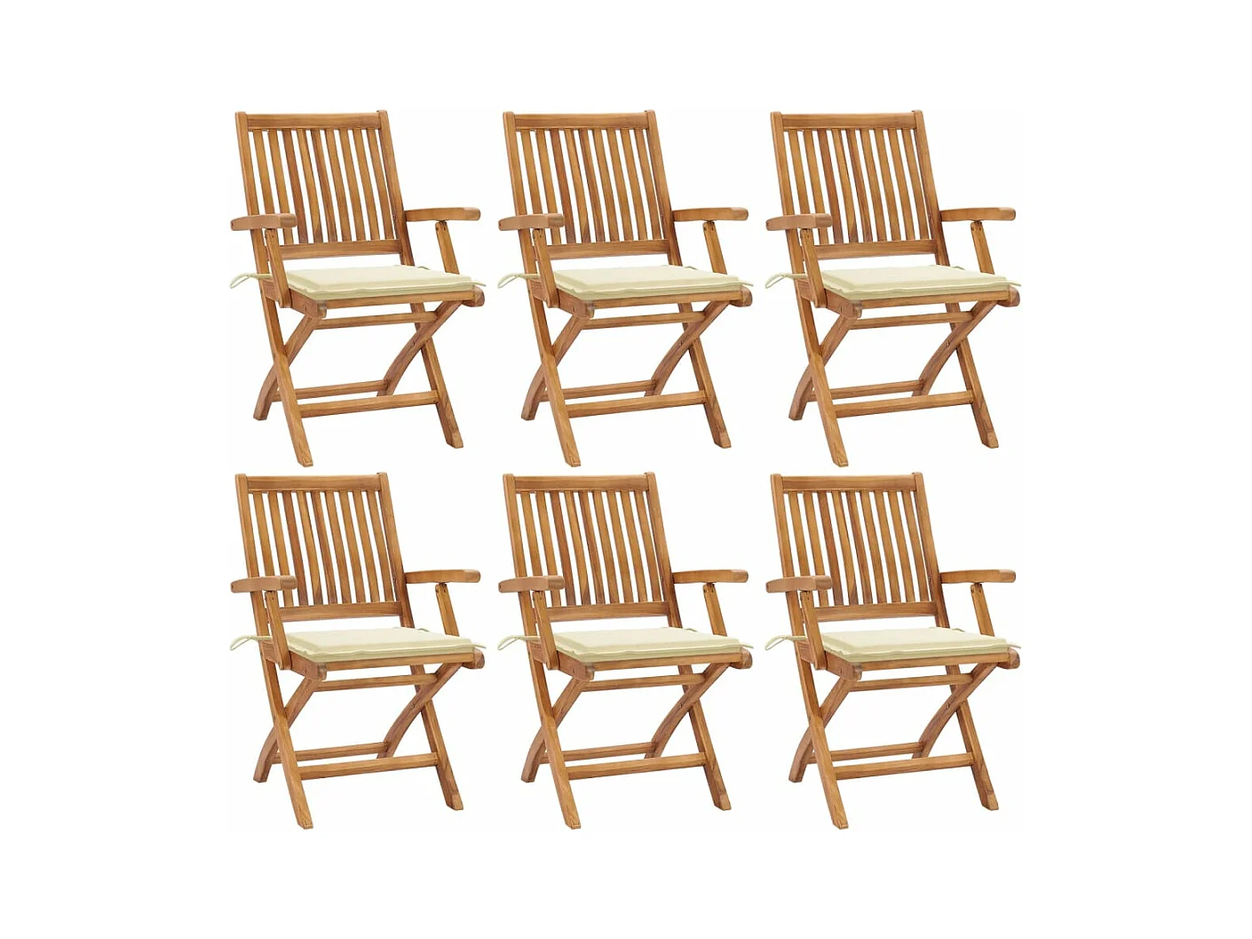 Chaises pliables de jardin avec coussins 6 pièces Bois de teck
