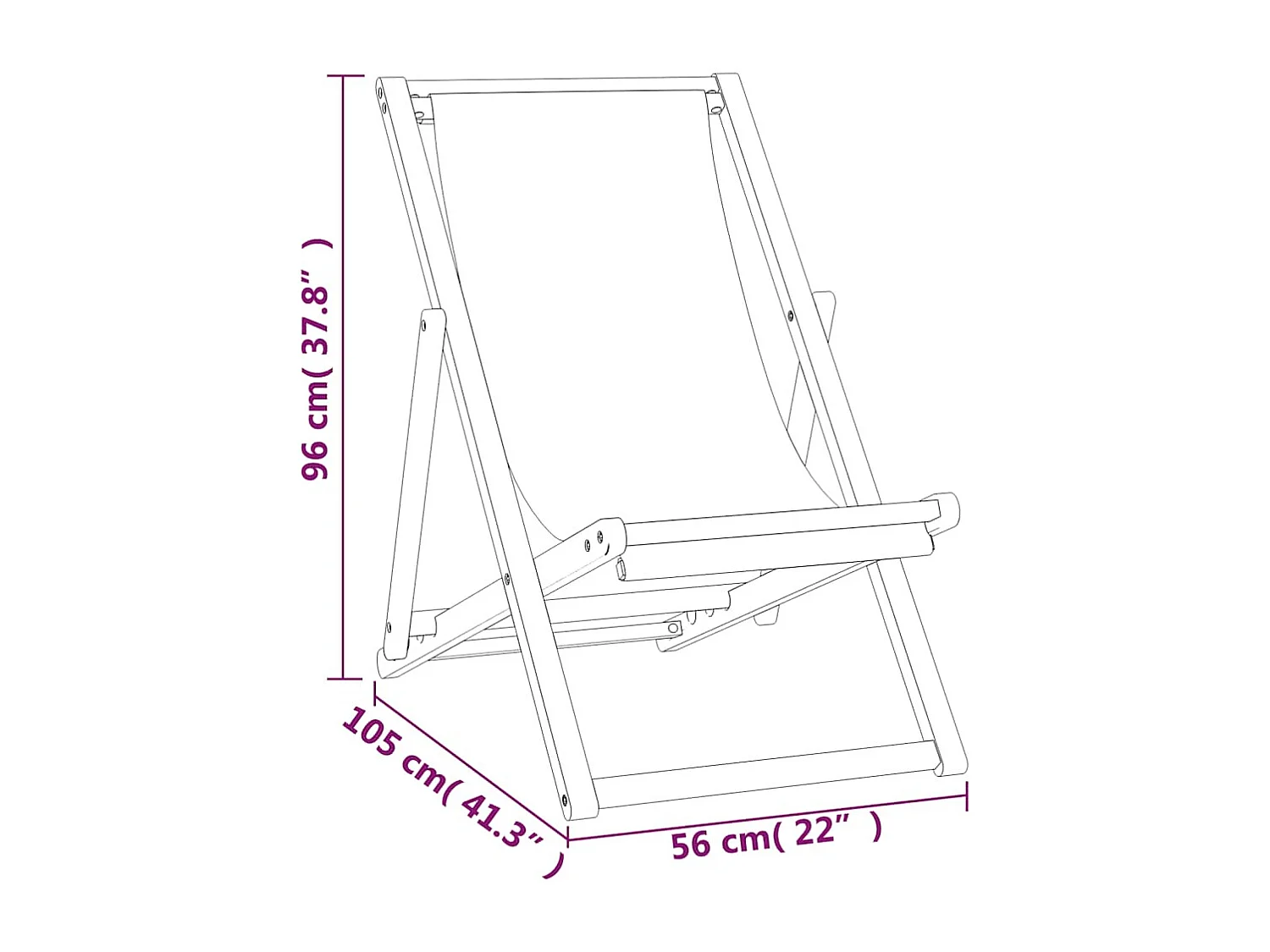 Tumbona de teca 56x105x96 cm color crema