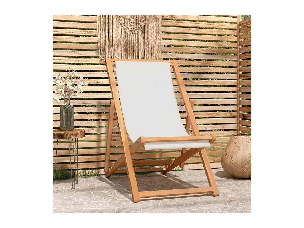 Chaise de terrasse Teck 56 x 105 x 96 cm Couleur crème