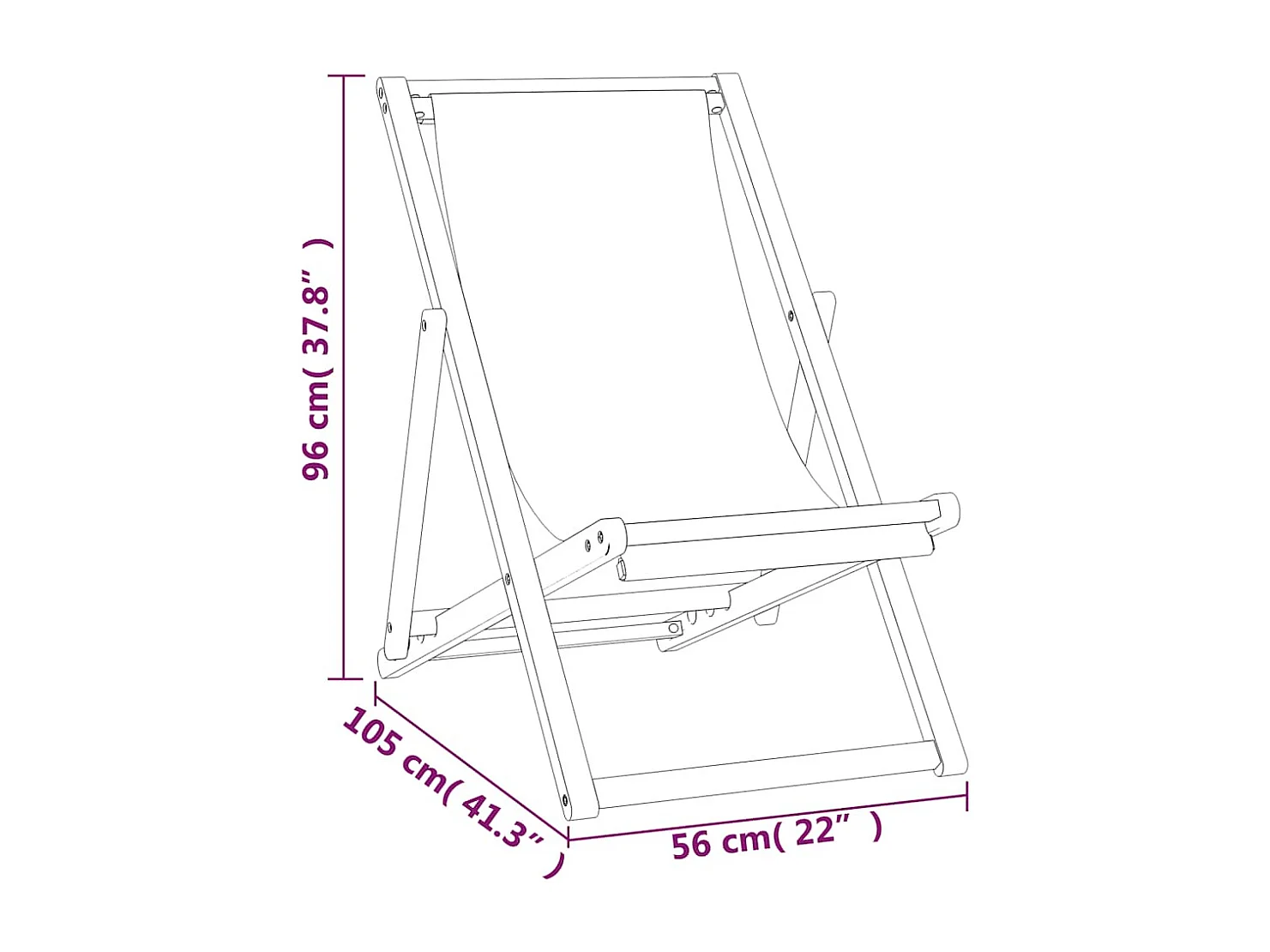 Chaise de terrasse Teck 56 x 105 x 96 cm Couleur crème