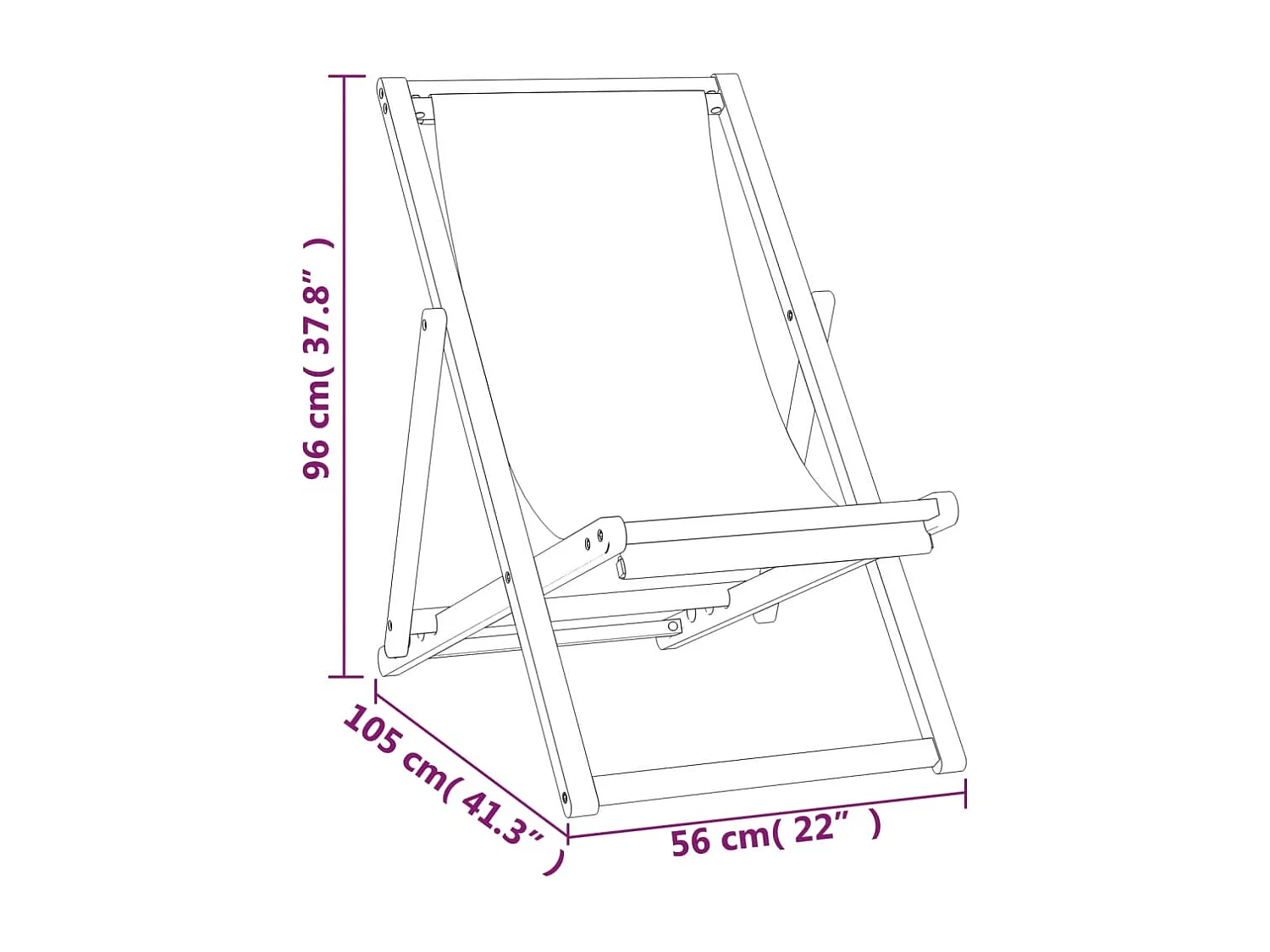 Chaise de terrasse Teck 56 x 105 x 96 cm Couleur crème