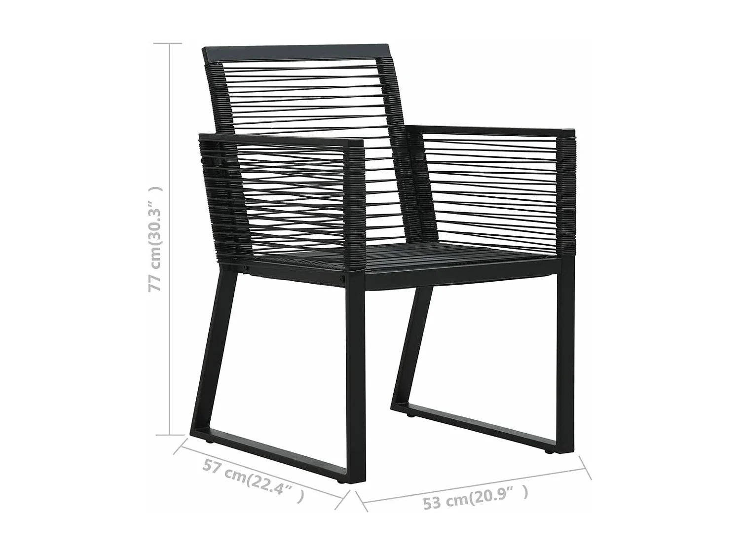 Sillas de jardín 2 unidades ratán de PVC negro
