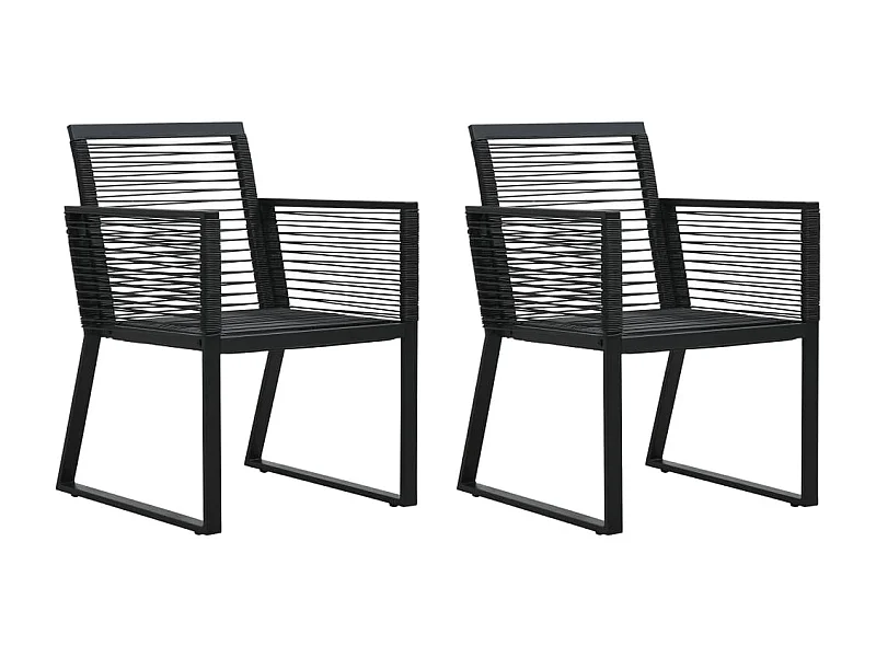 Sillas de jardín 2 unidades ratán de PVC negro