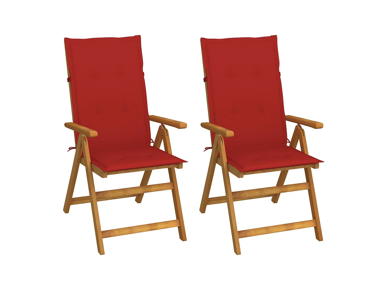 Chaises inclinables de jardin 2 pièces avec coussins Bois d'acacia