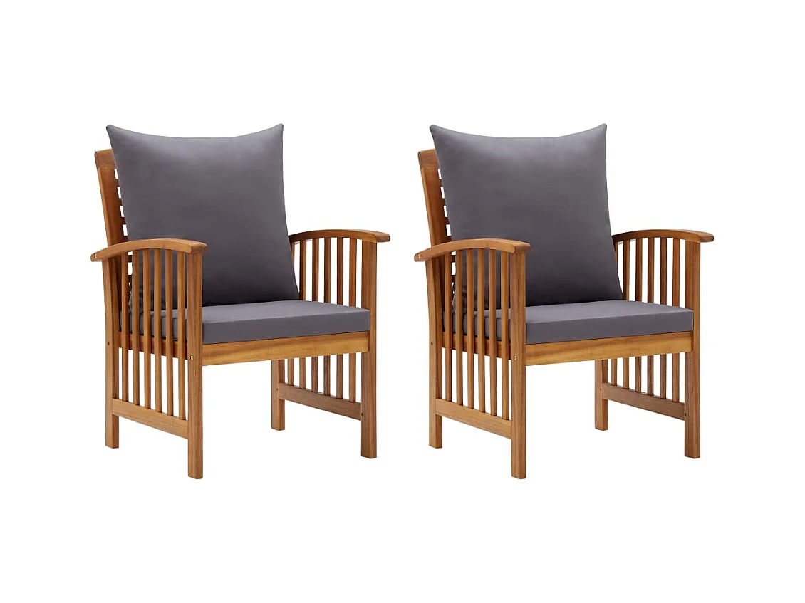 Chaises de jardin avec coussins 2 pièces Bois d'acacia massif