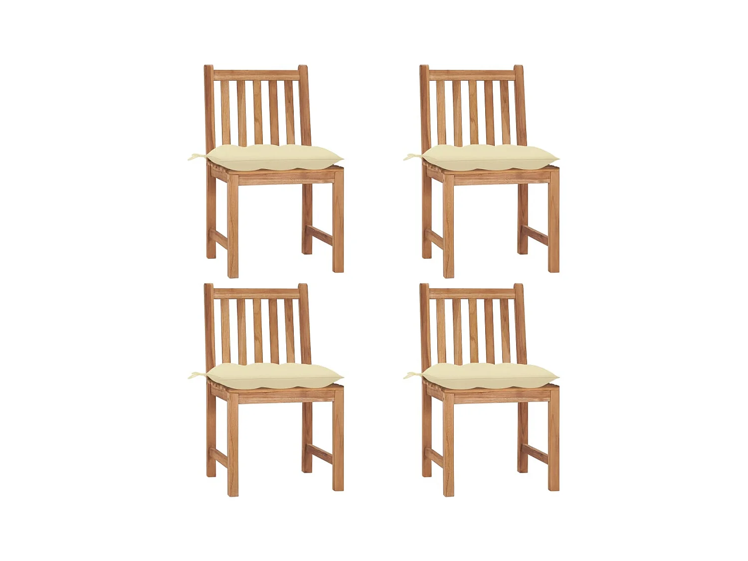 Chaises de jardin 4 pièces avec coussins Bois de teck massif