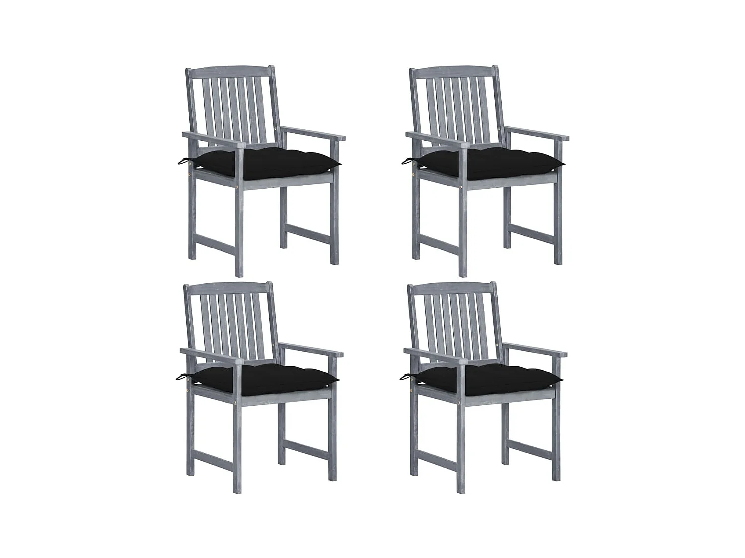 Chaises de jardin avec coussins 4 pièces Gris Bois d'acacia massif