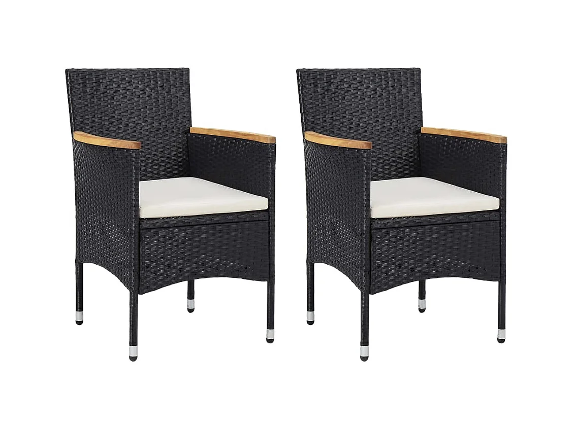 Chaises de salle à manger de jardin 2 pièces Résine tressée Noir