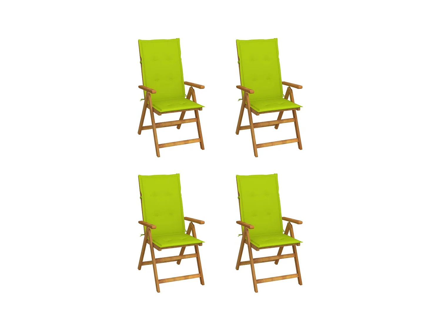 Tuinstoelen 4 st verstelbaar met kussens massief acaciahout