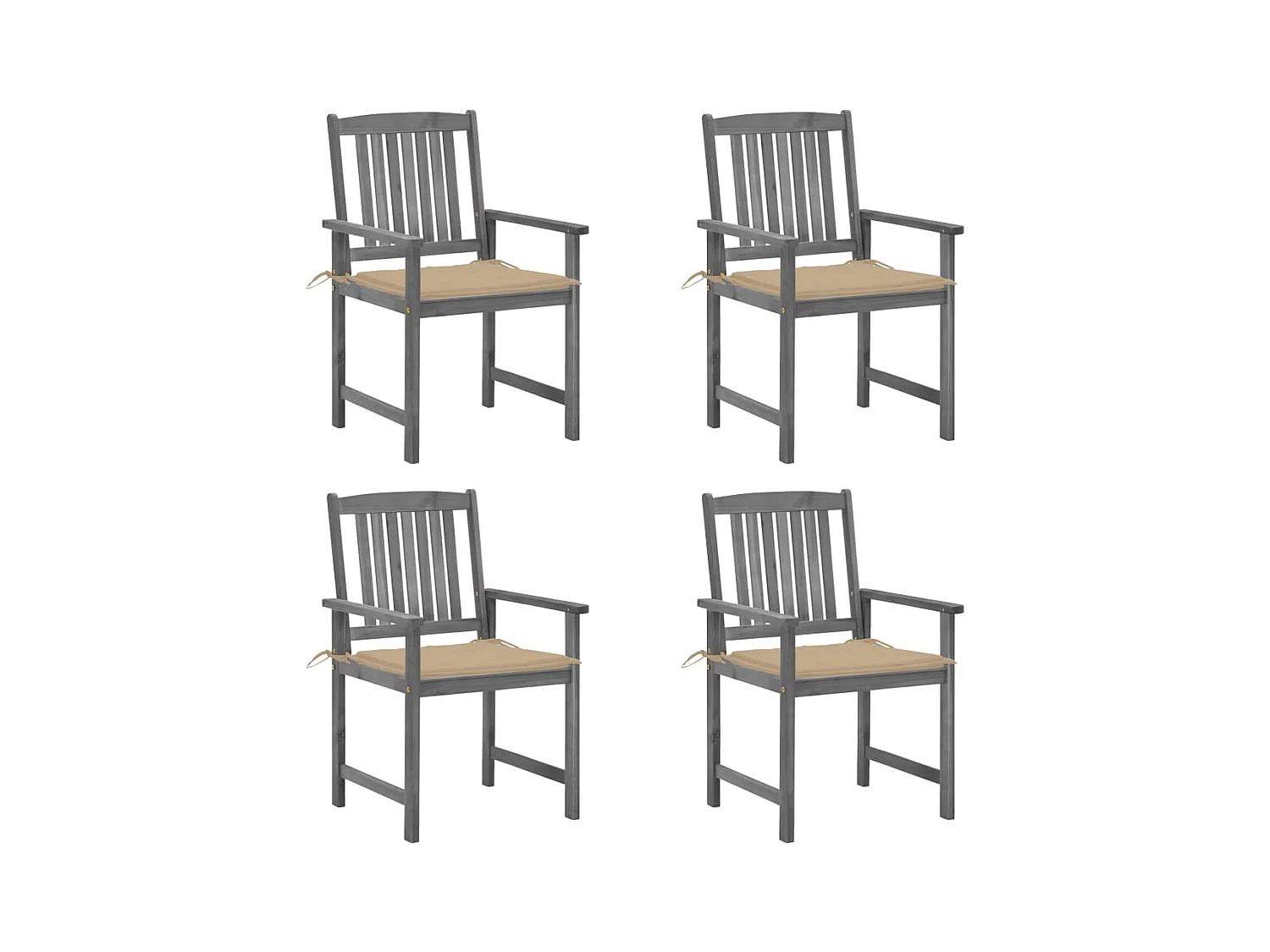 Chaises de jardin avec coussins 4 pièces Gris Bois d'acacia massif
