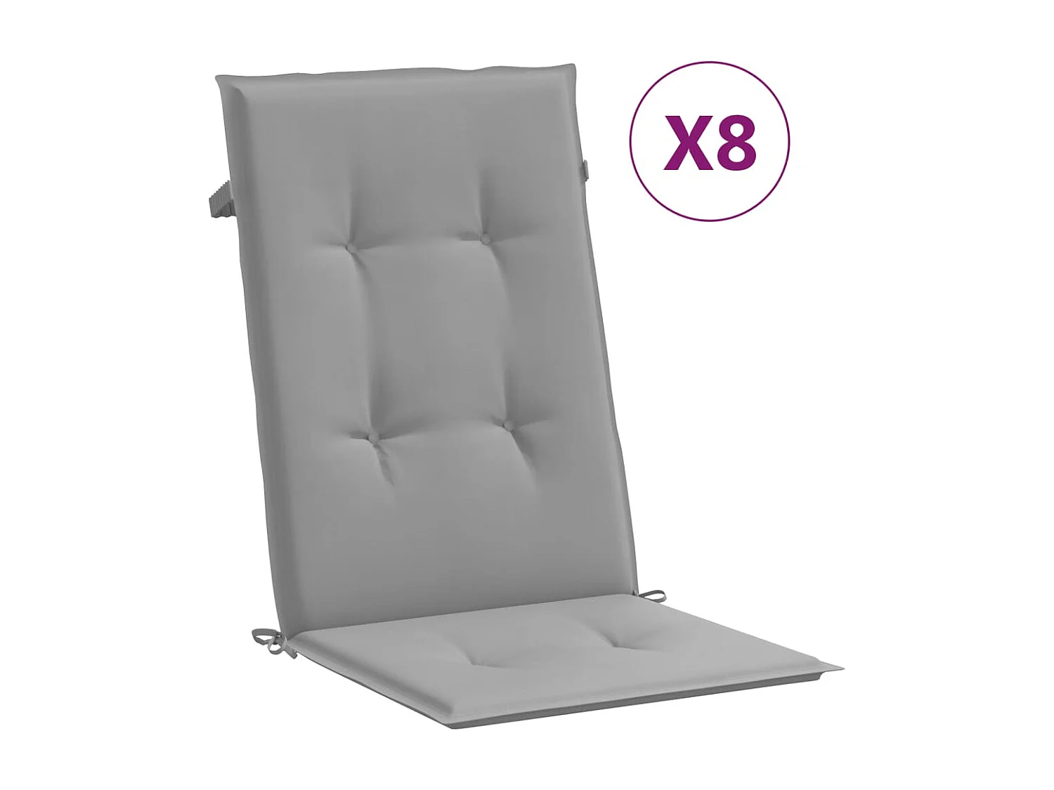 Chaises de jardin inclinables et coussins lot de 8 teck solide