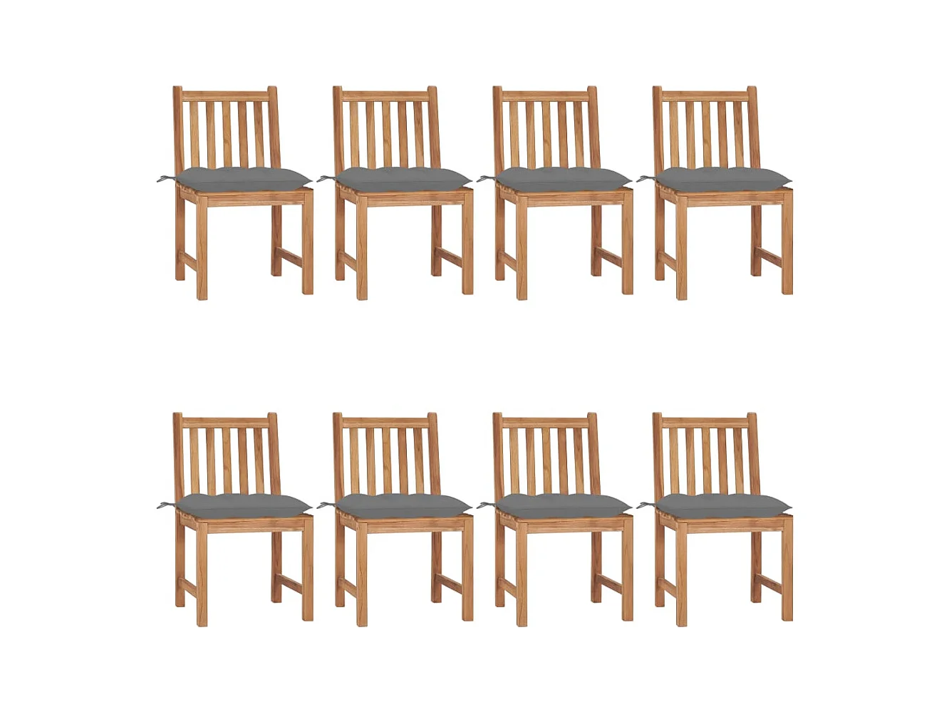 Chaises de jardin 8 pièces avec coussins Bois de teck massif