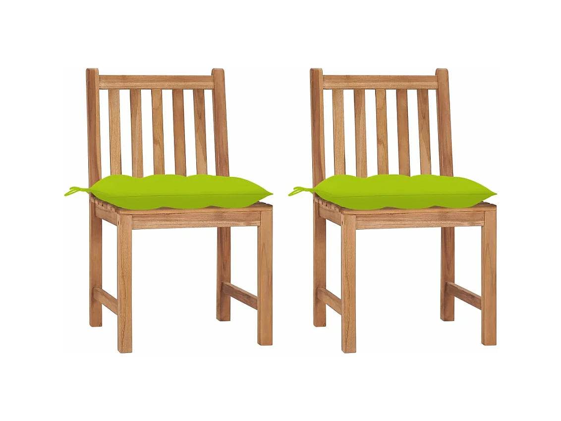 Chaises de jardin 2 pièces avec coussins Bois de teck massif