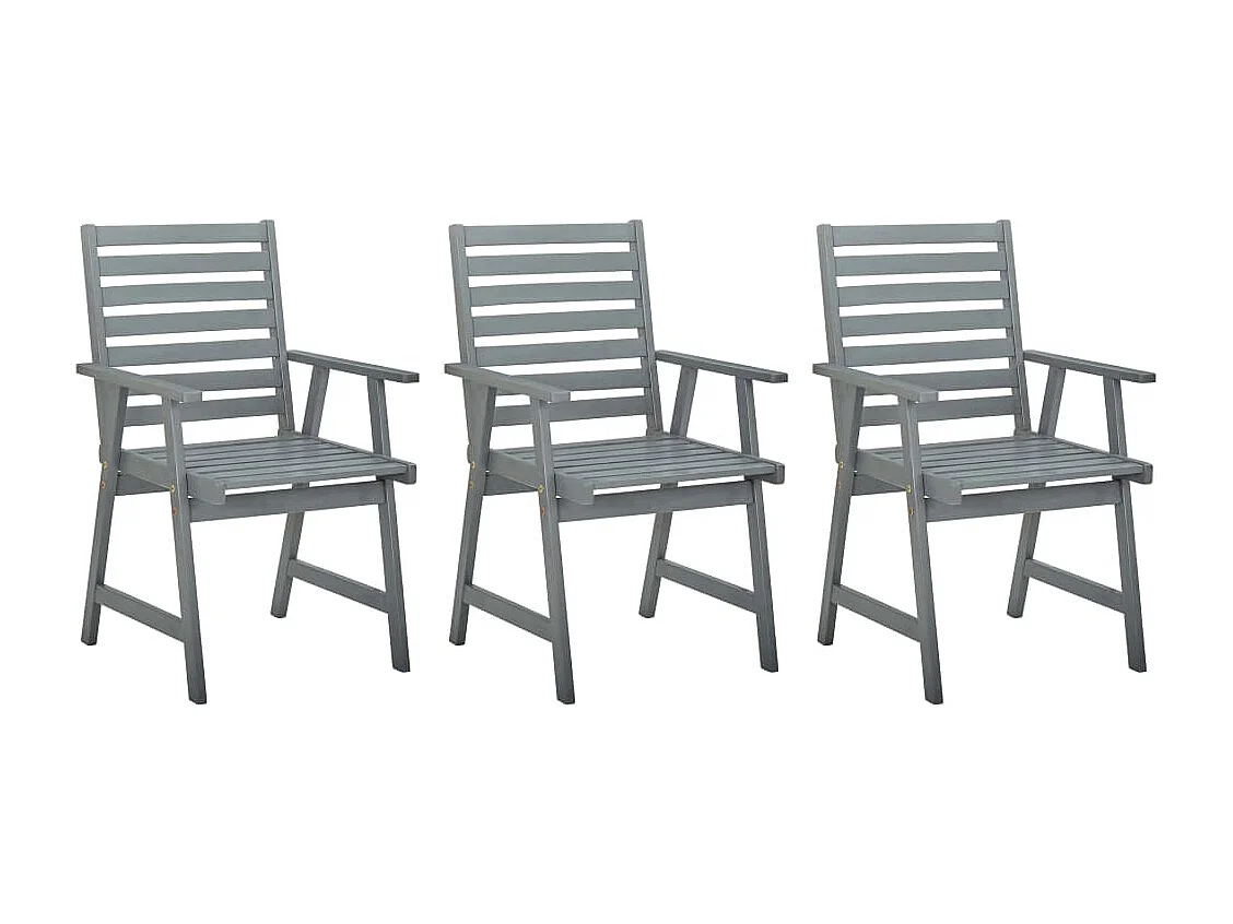 Chaises de salle à manger d'extérieur 3 pièces Gris Bois d'acacia