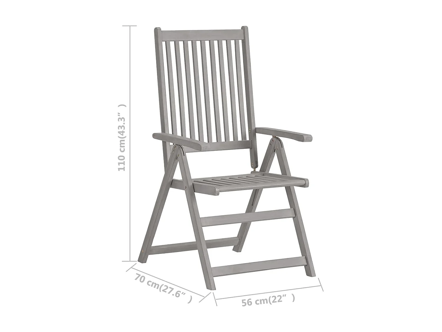 Cadeiras jardim reclináveis c/ almofadões 3 peças acácia maciça